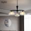 HUAYI Spot product  certification Brown Iron Modern Chandelier with Glass Shade E27/E26 Wedding Hotel Lobby pendant lamp