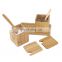Square Bamboo Salt And Spice Container Set Storage Box With Lid Tray and Spoon