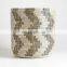 Hot Sale Natural and Black Patterned Basket Multiuse Seagrass Storage Basket Plant Holder Planter Pot Basket With Color String