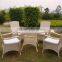 Cheap customized black or white rattan dinning round table and 4 chairs set