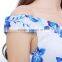 Wholesale Latest Blue and White A-line Printed Off Shoulder Dresses                        
                                                Quality Choice