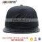 high-end 5 panel embroidery leather brim snapback cap