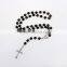 Black Plastic Pearls Beads Rosary Cross Christian Religious Jewelry