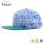 Custom Fashion Flower Floral Fabric Snapback Cap With Leather Strap Metal Adjustable