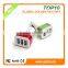 Colorful mini fashionable portable three usb port car charger