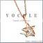 Star pendant with big zircon stainless steel chain neckalce 2016