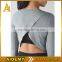 Classical women gray color plain long sleeve yoga gym t shirts seamless