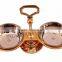 Steel Copper 2 Bowl Compartment Condiment Pickel Set - Serving Dish Curry Home Hotel Restaurant