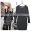 Alibaba China Winter Casual Women Long Sleeve Round Neck Warm Office Pullover Fashion Elegant Knit Sweater Dress With Velvet