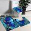 3pcs Blue Ocean Bath Rugs Set / Toilet Seat Cover Carpet / Bathroom Mat