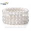 Wholesale fashion pearl bracelet 4 strands white oval potato cultured fresh water pearl bracelet