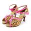 Trendier leoparo print charming dance sandals for girl/lady with pink edge piping sexy night club/party 10cm heel dance shoes