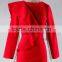 J--00103 red long sleeve muslim evening dress customized tassles o neck evening gown