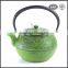 Green color enmael wholesale cast iron teapot
