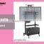 Two screen display metal TV bracket with wheels, double screen TV cart