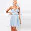 Blue Style Women Special Fancy Deep-v Sleeveless Bandage Dress