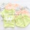 Wholesale Childrens clothing set W alphabet bamboo cotton short t-shirt with hot shorts 2pcs suits for girl