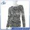 New style milky fabric long sleeve printing shirts for lady
