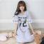 Female Model of Grey Number Printed Nightgown