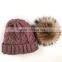 Myfur Light Purple Real Large Raccoon Fur Pom Poms Knit Hat Wholesale