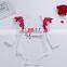 2017 hot sell mother's day party baby set,white t-shirt cartoon printing ,romper+headband from 0-2 years
