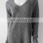 Factory Manufacturer Rib Knit v Neck Pure 100%cashmere Sweater