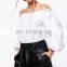 Off Shoulder Long Ruffle Sleeve Bardot Top Woman