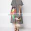 Grey A-line Style Short Sleeves Women Coat Plastic Print Wool Blend And Lambskin Coat (16110803)