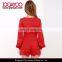 Jumpsuit for Women 2016 V-neck Red Long Sleeve Romper With Pleat Details