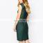 Stand Collar Slim Women Pencil Dress Stripe Elegant Women Career Dress