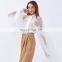 TWOTWINSTYLE Women's Blouse Lantern Long Sleeve Loose Female Vitntage Shirt Patchwork Ruffle