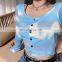 New Arrival Sexy Ladies Long Sleeve T-shirts Women Tie Dye Autumn Crop Tops