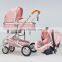 2019 new design luxury high view 4 wheels baby stroller pram with carrycot