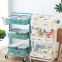 Stainless Steel Vegetable Trolley Kitchen Cart White Rolling Island With Storage