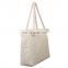 Cotton Bag with Zipper Womens Canvas Rope Handle Shoulder Bag