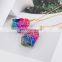 Rainbow Natural Stone Pendant Necklace Fashion Crystal Chakra Rock Necklace Gold Color Chain Quartz Long Necklace For Women