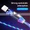 Good Price Braided Nylon Flowing Light 3 In 1 USB Magnetic Fast Charging Cable 2M For IOS Android Type C