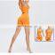 Ready To Ship Seamless Yoga Short Set Women Hanging Neck Bra And Shorts Two Piece Sportswear Set Suit Butt Lift Yoga Shorts