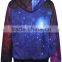Long Sleeve Drawstring Red Galaxy Print Pullover Hoodie for Women
