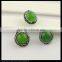 LFD-0087B Natural Aquamarine Gemstone Loose Beads, Round Ball Shape Beads, with Crystal Rhinestone Paved Druzy Connector Jewelr