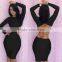 long sleeve backless sexy bodycon dress
