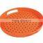 Plastic double non slip round food serving tray with handle