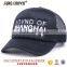 100% cotton custom black plain unisex mesh trucker hat