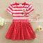 (SH5908) 4-8Y short sleeve Neat new girl dress nova kid striped fancy dresses latest cotton frock designs kids embroidery dress