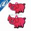Pig shape pvc toys reflective safety key accessories