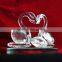 Couple crystal glass swan figurine for wedding soubenirs