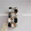 Gold plated arylic bangle bracelet, big beads white and black bracelet wholesale