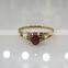 0.05cts 2pc Diamond 1pc Ruby Gold Ring 1.200g in 14 Karat Yellow Gold