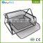 Triangle support 2 tier black metal mesh desk office file magazine rack