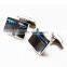 Elegant shiny textured titanium & stainless steel cufflinks gem jewelry